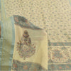 Sanskriti Vintage Sarees Ivory Pure Georgette Silk Printed Sari 5yd Craft Fabric