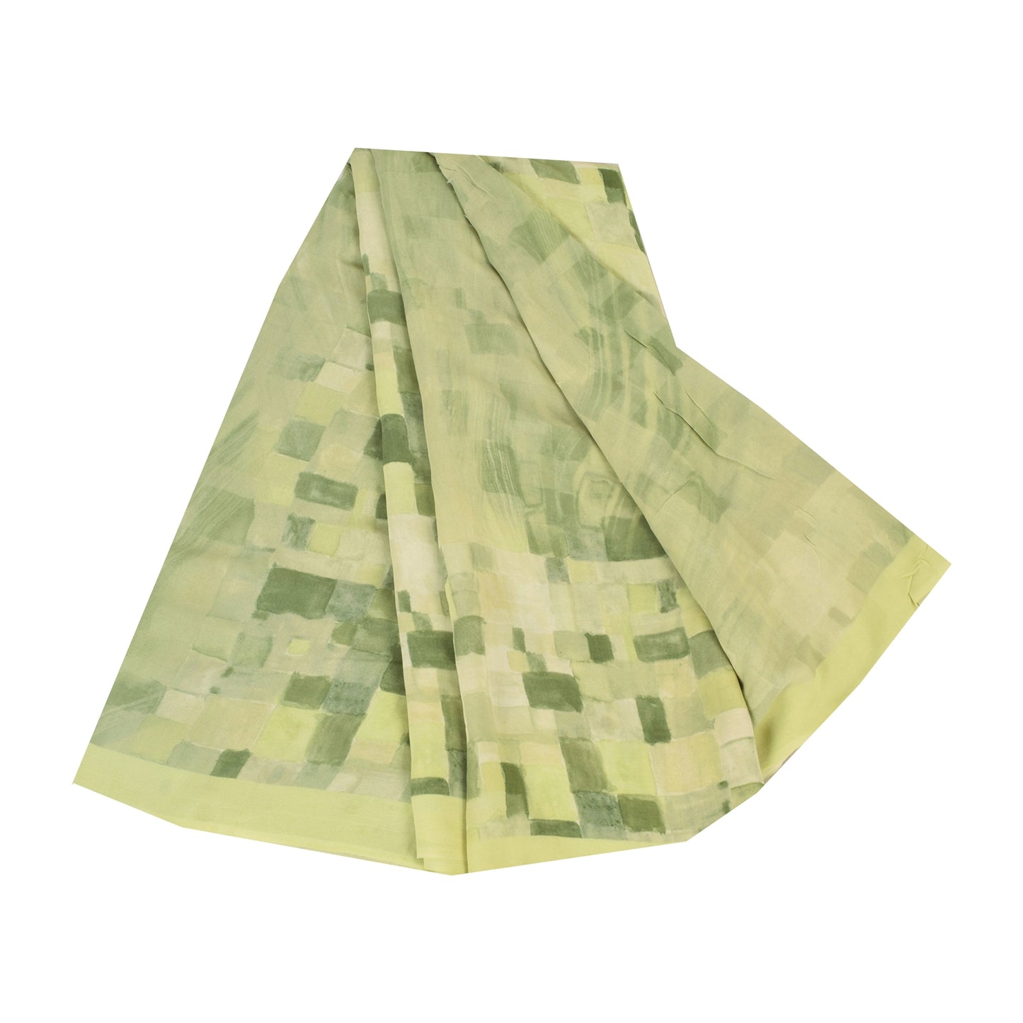 Sanskriti Vintage Sarees Green Pure Georgette Silk Printed Sari 5yd Craft Fabric