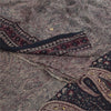 Sanskriti Vintage Sarees Gray Pure Georgette Silk Printed Sari 6YD Craft Fabric