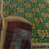 Sanskriti Vintage Sarees Black/Green Pure Georgette Silk Print Sari Craft Fabric