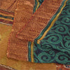 Sanskriti Vintage Sarees Green/Orange Pure Georgette Silk Print Sari 5yd Fabric