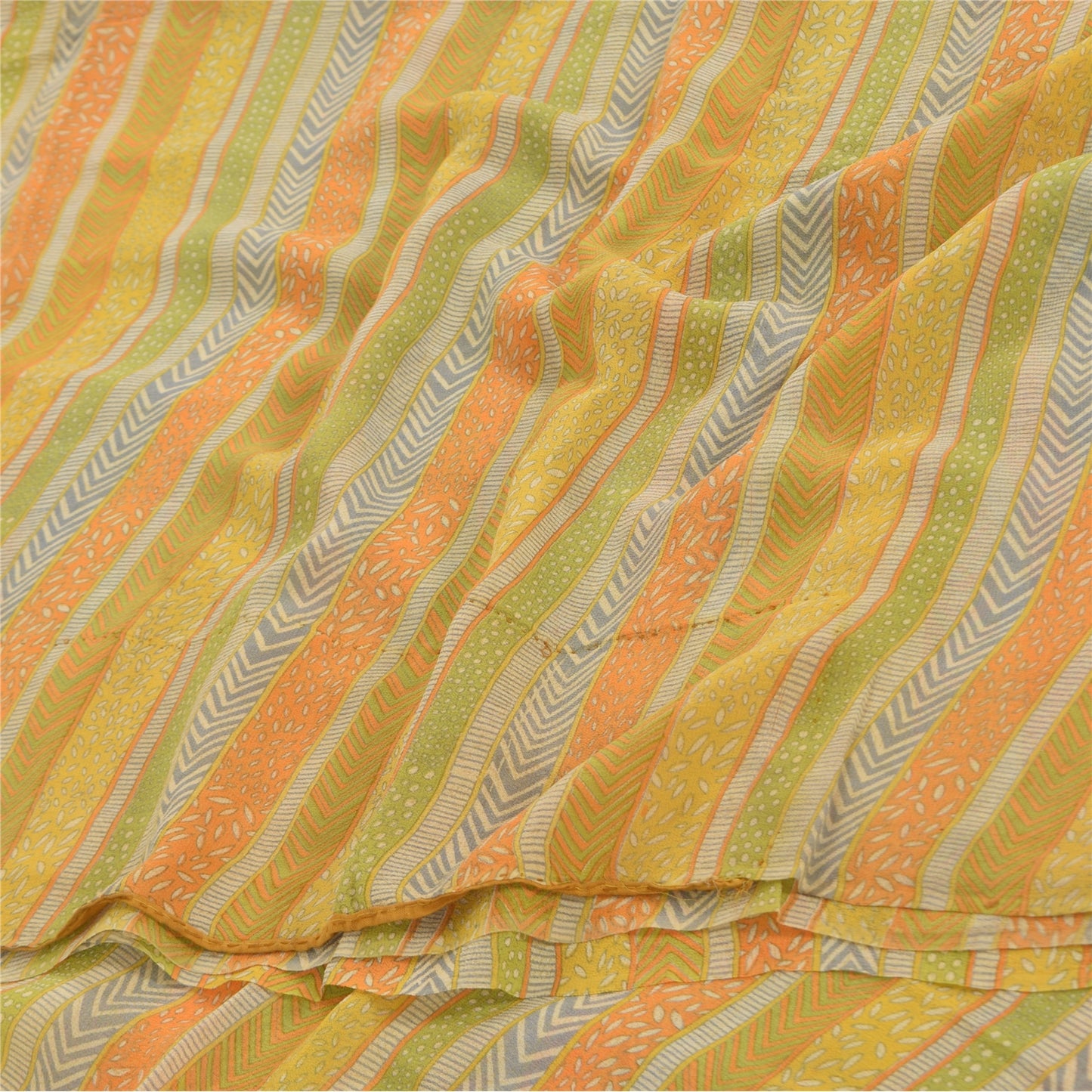 Sanskriti Vintage Sarees Multi Pure Georgette Silk Printed Sari 5yd Craft Fabric