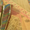 Sanskriti Vintage Sarees Yellow Pure Georgette Silk Print Sari 5yd Craft Fabric