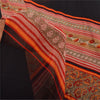 Sanskriti Vintage Sarees Black/Red Pure Georgette Silk Printed Sari Craft Fabric