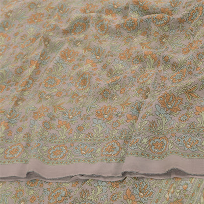 Sanskriti Vintage Sarees Mauve Pure Georgette Silk Printed Sari 5yd Craft Fabric