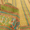 Sanskriti Vintage Sarees Yellow Pure Georgette Silk Print Sari 5yd Craft Fabric