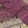 Sanskriti Vintage Sarees Purple/CreamPure Georgette Silk Printed Sari 5yd Fabric