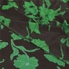 Sanskriti Vintage Sarees Black/Green Pure Georgette Printed Sari Craft Fabric