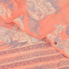 Sanskriti Vintage Sarees Peach Pure Georgette Silk Print Sari 5+yd Craft Fabric