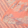 Sanskriti Vintage Sarees Peach Pure Georgette Silk Print Sari 5+yd Craft Fabric