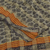 Sanskriti Vintage Sarees Gray/Black Pure Georgette Print Sari 5+yd Craft Fabric