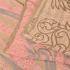 Sanskriti Vintage Sarees Peach Pure Georgette Silk Print Sari 5+yd Craft Fabric