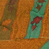 Sanskriti Vintage Sarees Saffron Pure Georgette Printed Sari 5+yd Craft Fabric