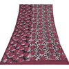 Sanskriti Vintage Sarees Dusty Red Pure Georgette Printed Sari 6yd Craft Fabric