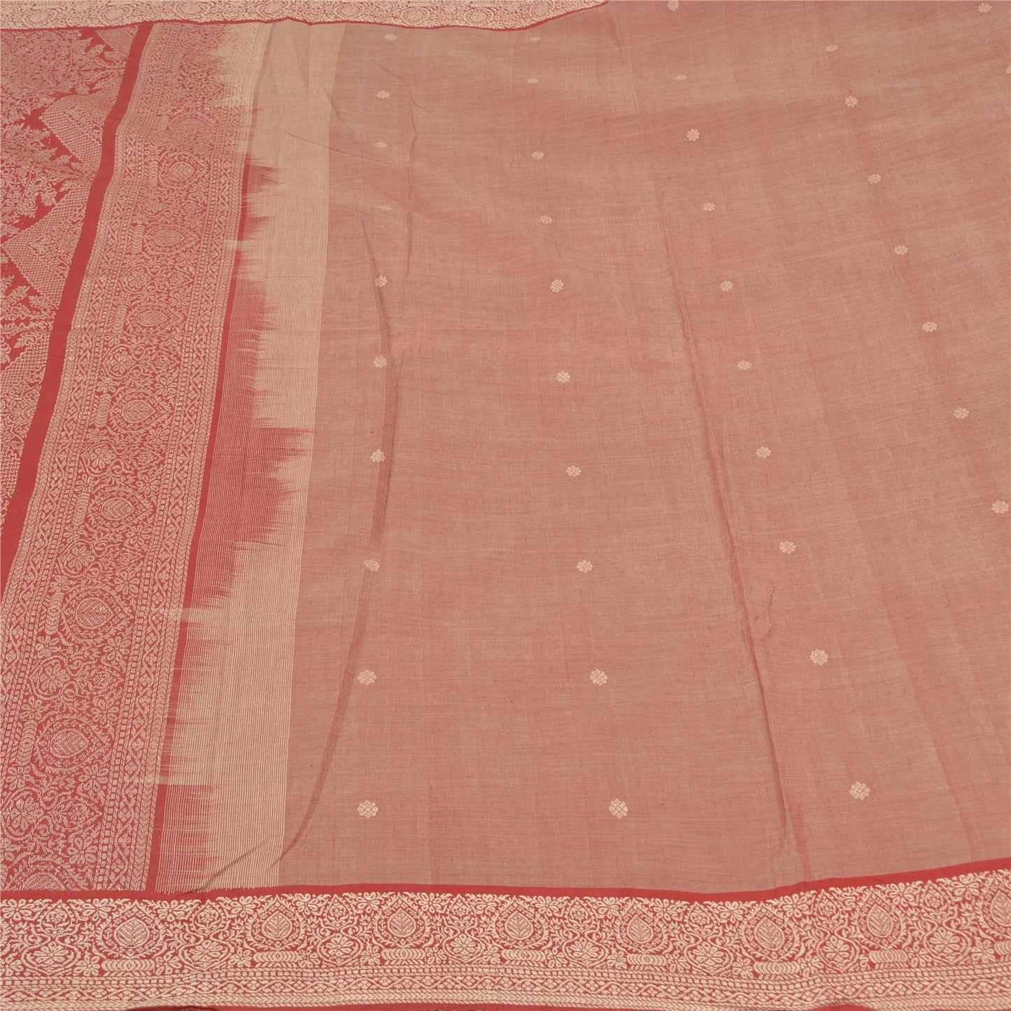 Sanskriti Vintage Dark Red Sarees Blend Cotton Woven Premium Sari Craft Fabric