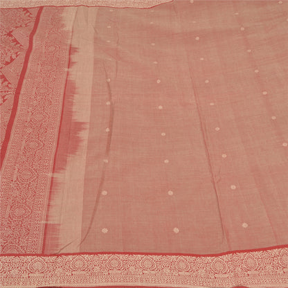 Sanskriti Vintage Dark Red Sarees Blend Cotton Woven Premium Sari Craft Fabric