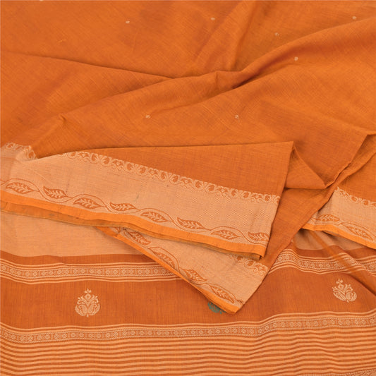 Sanskriti Vintage Indian Rust Sarees Pure Cotton Woven Bomkai Sari Ethnic Fabric