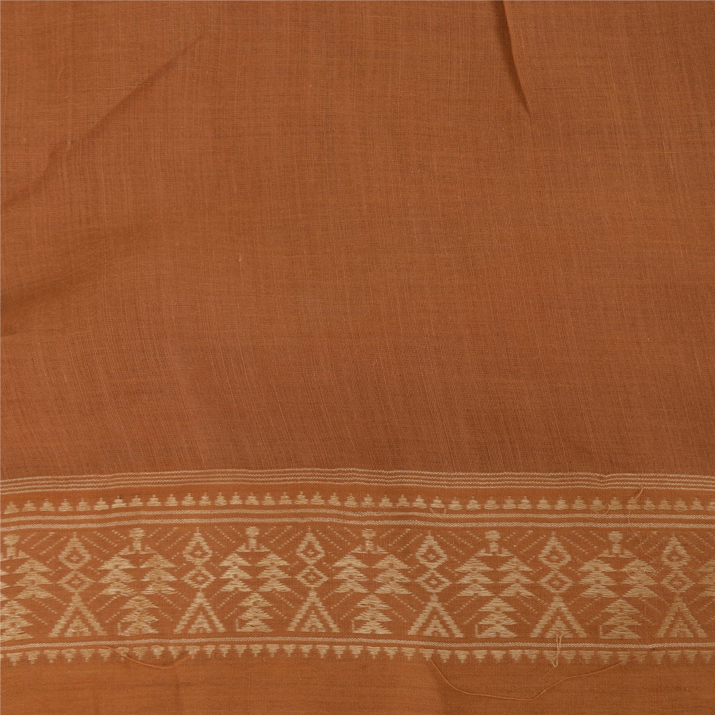 Sanskriti Vintage Indian Mustard/Brown Sarees Pure Cotton Woven Sari 5yd Fabric