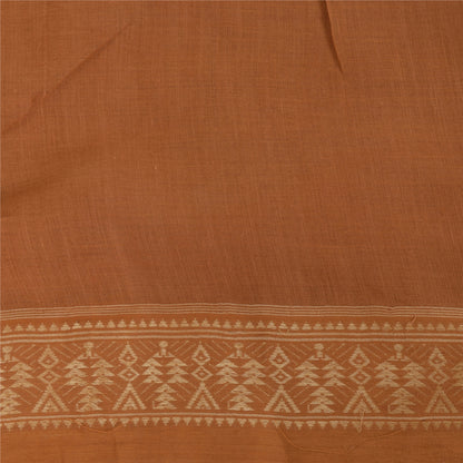 Sanskriti Vintage Indian Mustard/Brown Sarees Pure Cotton Woven Sari 5yd Fabric