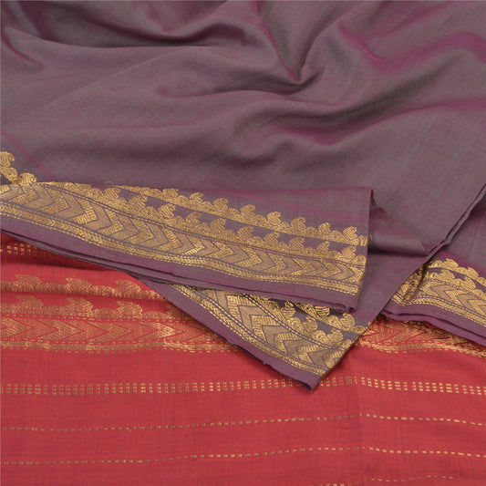 Sanskriti Vintage Dark Red Sarees Pure Cotton Woven Zari Premium Sari Fabric