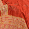 Sanskriti Vintage Orange/Cream Sarees 100Pure Silk Hand Beaded Sari Craft Fabric