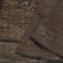 Load image into Gallery viewer, Sanskriti Vintage Black Sarees Pure Silk Woven Brocade/Banarasi Zari Sari Fabric
