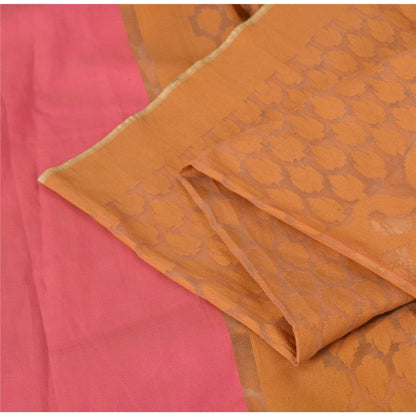 Sanskriti Vintage Saffron/Pink Sarees Art Silk Woven Premium Sari Craft Fabric