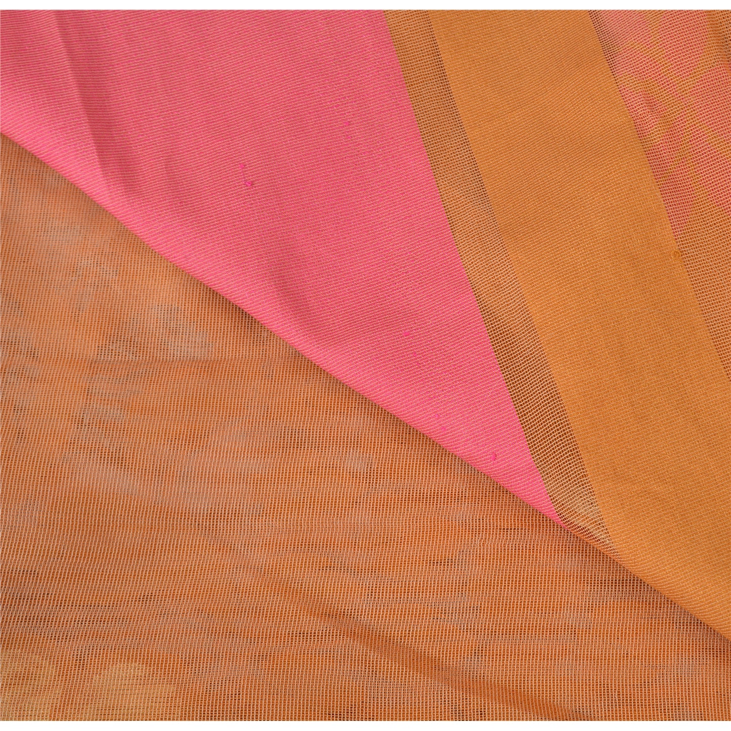 Sanskriti Vintage Saffron/Pink Sarees Art Silk Woven Premium Sari Craft Fabric