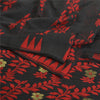 Sanskriti Vintage Black Indian Sarees Blend Silk Hand-Woven Sari 5 YD Fabric