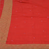 Sanskriti Vintage Red Indian Sarees Pure Crepe Silk Hand Embroidered Sari Fabric