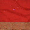 Sanskriti Vintage Red Indian Sarees Pure Crepe Silk Hand Embroidered Sari Fabric