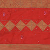 Sanskriti Vintage Red Indian Sarees Pure Crepe Silk Hand Embroidered Sari Fabric