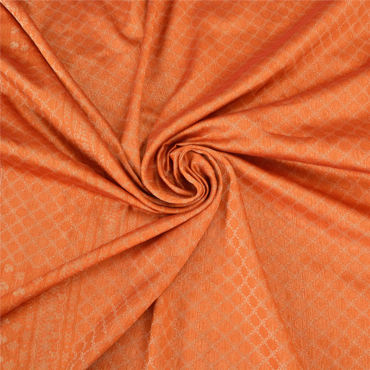 Sanskriti Vintage Orange Indian Sarees Pure Silk Woven Premium Sari Craft Fabric