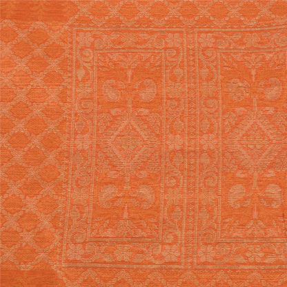 Sanskriti Vintage Orange Indian Sarees Pure Silk Woven Premium Sari Craft Fabric