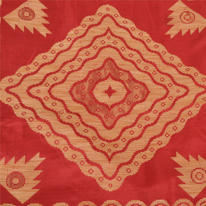 Sanskriti Vintage Red/Blue Indian Sarees Pure Silk Woven Sari 5 YD Craft Fabric