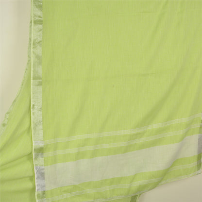 Sanskriti Vintage Green/Ivory Indian Sarees Cotton Woven Premium Sari Fabric