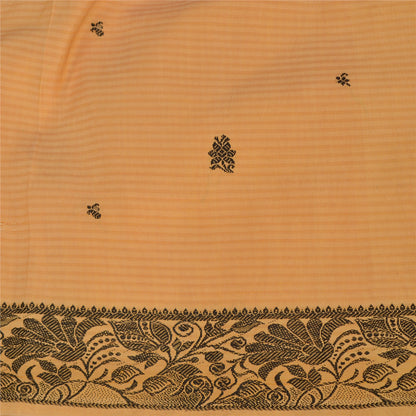 Sanskriti Vintage Beige Indian Sarees Pure Silk Woven Premium Sari Craft Fabric