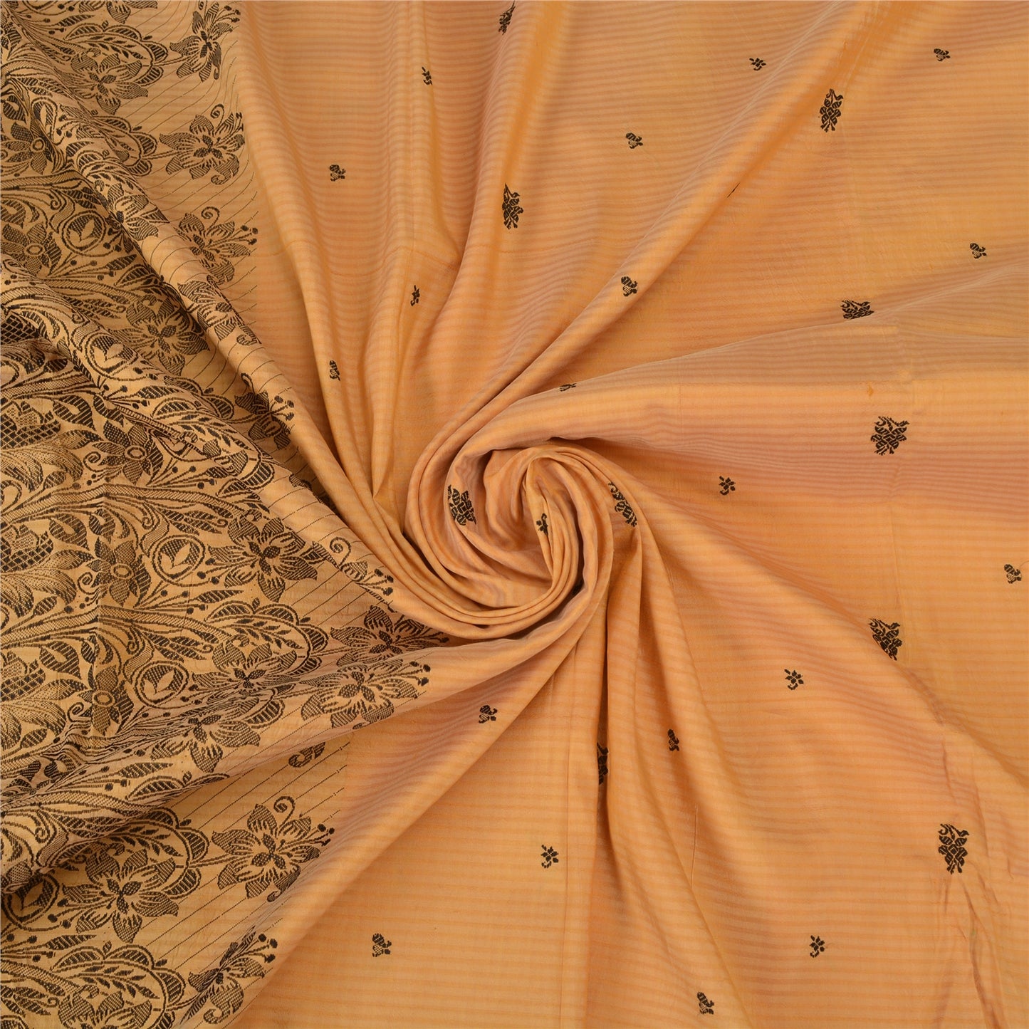 Sanskriti Vintage Beige Indian Sarees Pure Silk Woven Premium Sari Craft Fabric