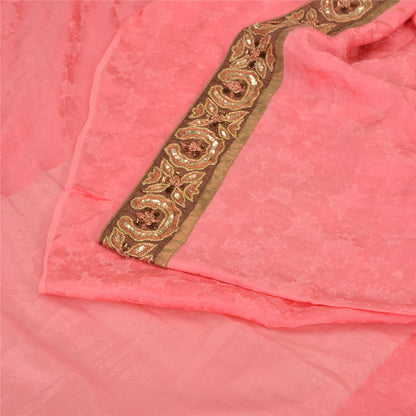 Sanskriti Vintage Pink Sarees Pure Silk Embroidered Woven Premium Sari Fabric