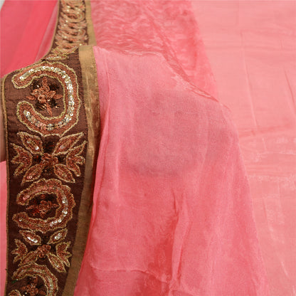 Sanskriti Vintage Pink Sarees Pure Silk Embroidered Woven Premium Sari Fabric