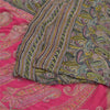 Sanskriti Vintage Black/Pink Sarees Pure Silk Handmade Mukeish Work Sari Fabric