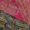 Sanskriti Vintage Black/Pink Sarees Pure Silk Handmade Mukeish Work Sari Fabric