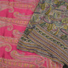 Sanskriti Vintage Black/Pink Sarees Pure Silk Handmade Mukeish Work Sari Fabric