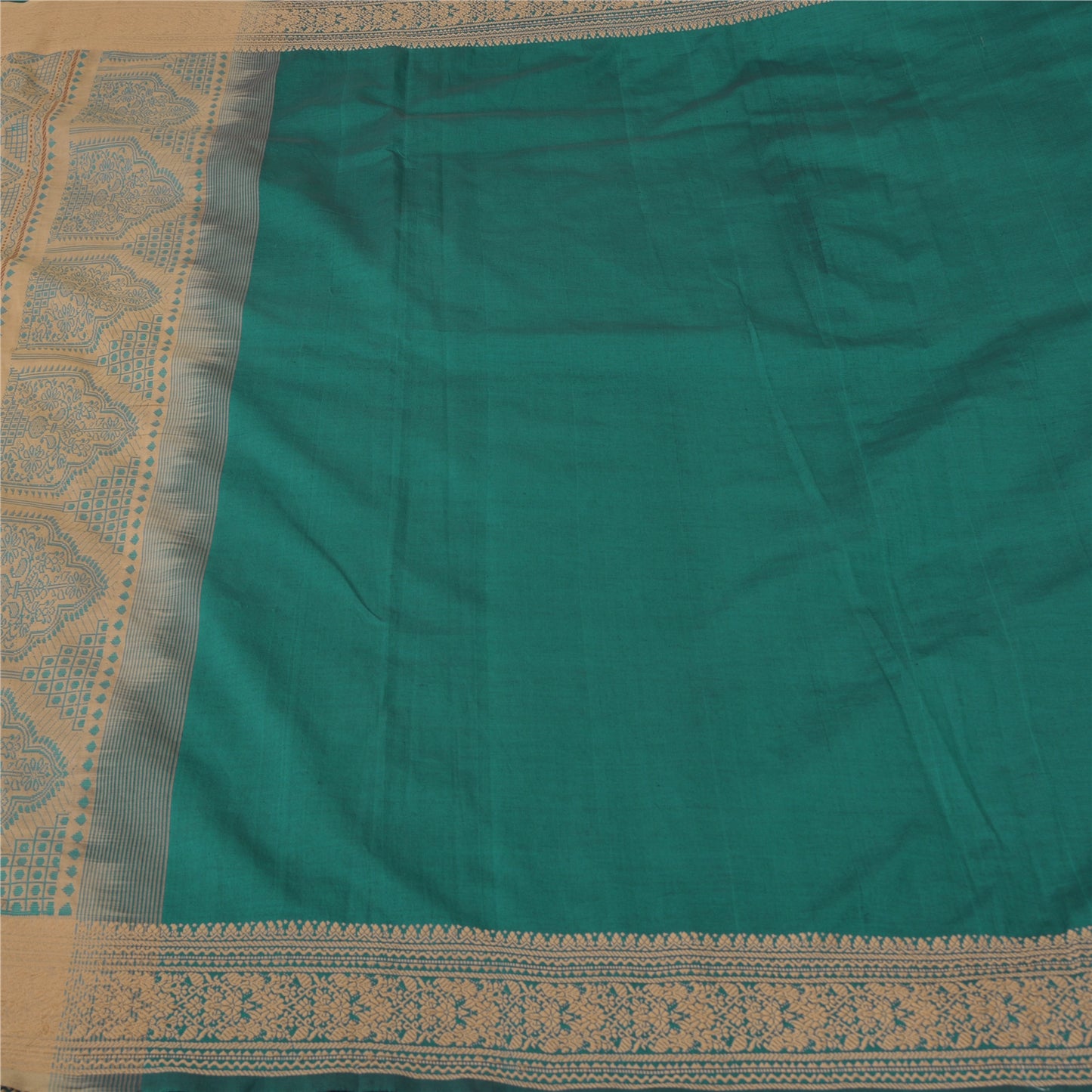 Sanskriti Vintage Green/Beige Sarees Blend Cotton Woven Premium Sari Fabric