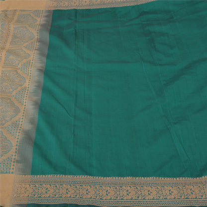 Sanskriti Vintage Green/Beige Sarees Blend Cotton Woven Premium Sari Fabric