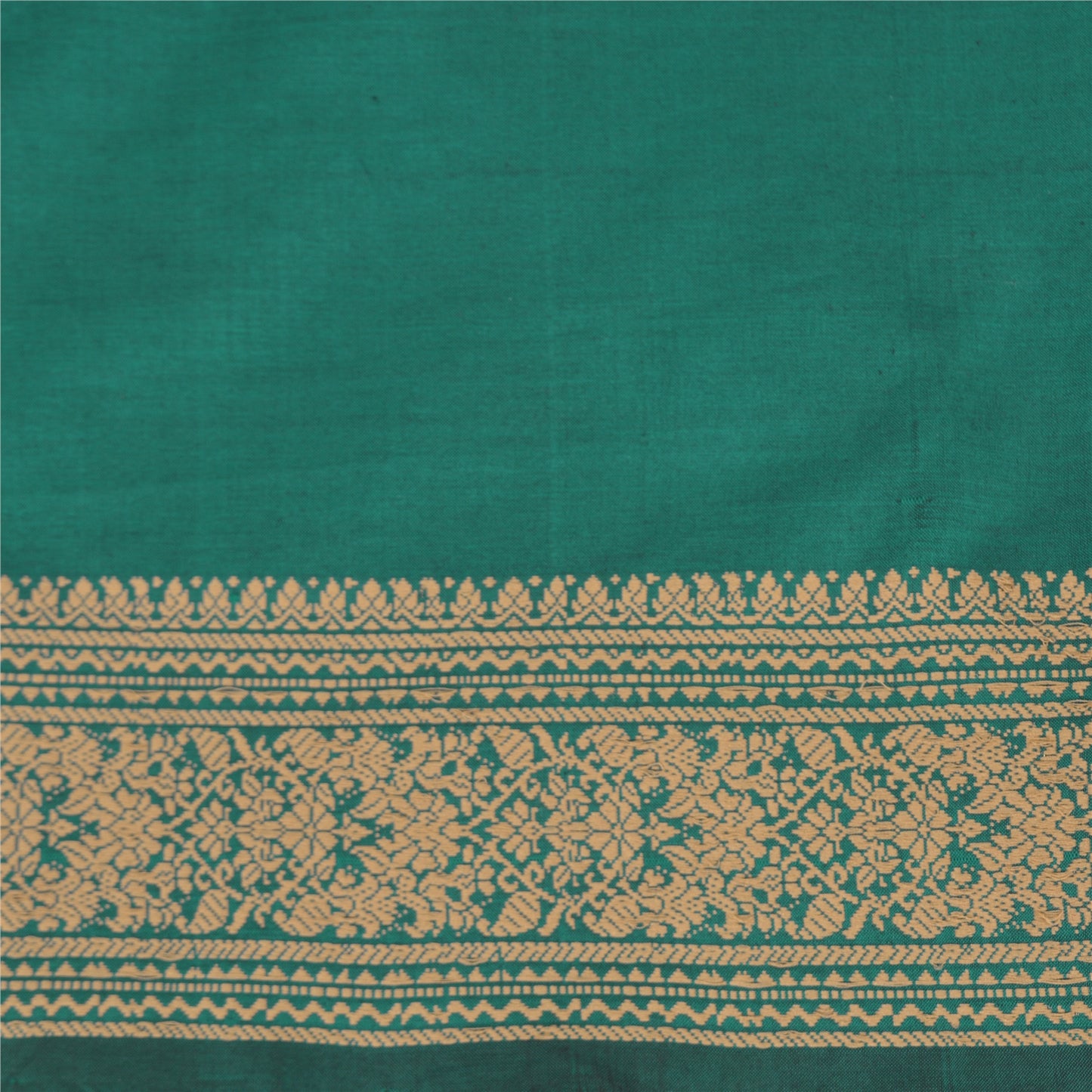 Sanskriti Vintage Green/Beige Sarees Blend Cotton Woven Premium Sari Fabric