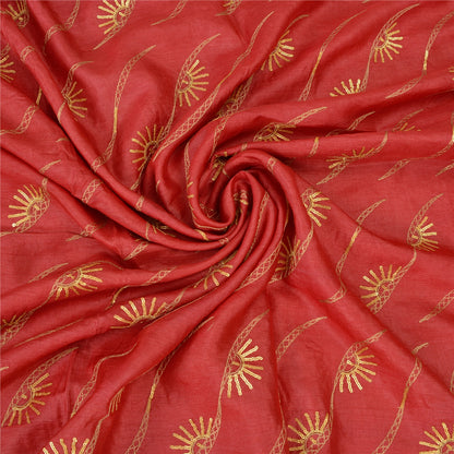 Sanskriti Vintage Red Sarees Pure Silk Hand Beaded Premium Sari Craft Fabric