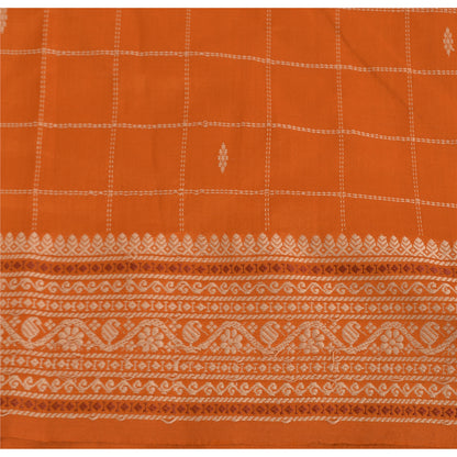 Sanskriti Vintage Orange/Ivory Sarees Pure Cotton Woven Premium Sari 5yrd Fabric