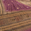 Sanskriti Vintage Brown/Purple Sarees Pure Crepe Silk Hand Beaded Sari Fabric