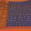 Sanskriti Vintage Blue/Saffron Sarees Blend Silk Embroidered Premium Sari Fabric